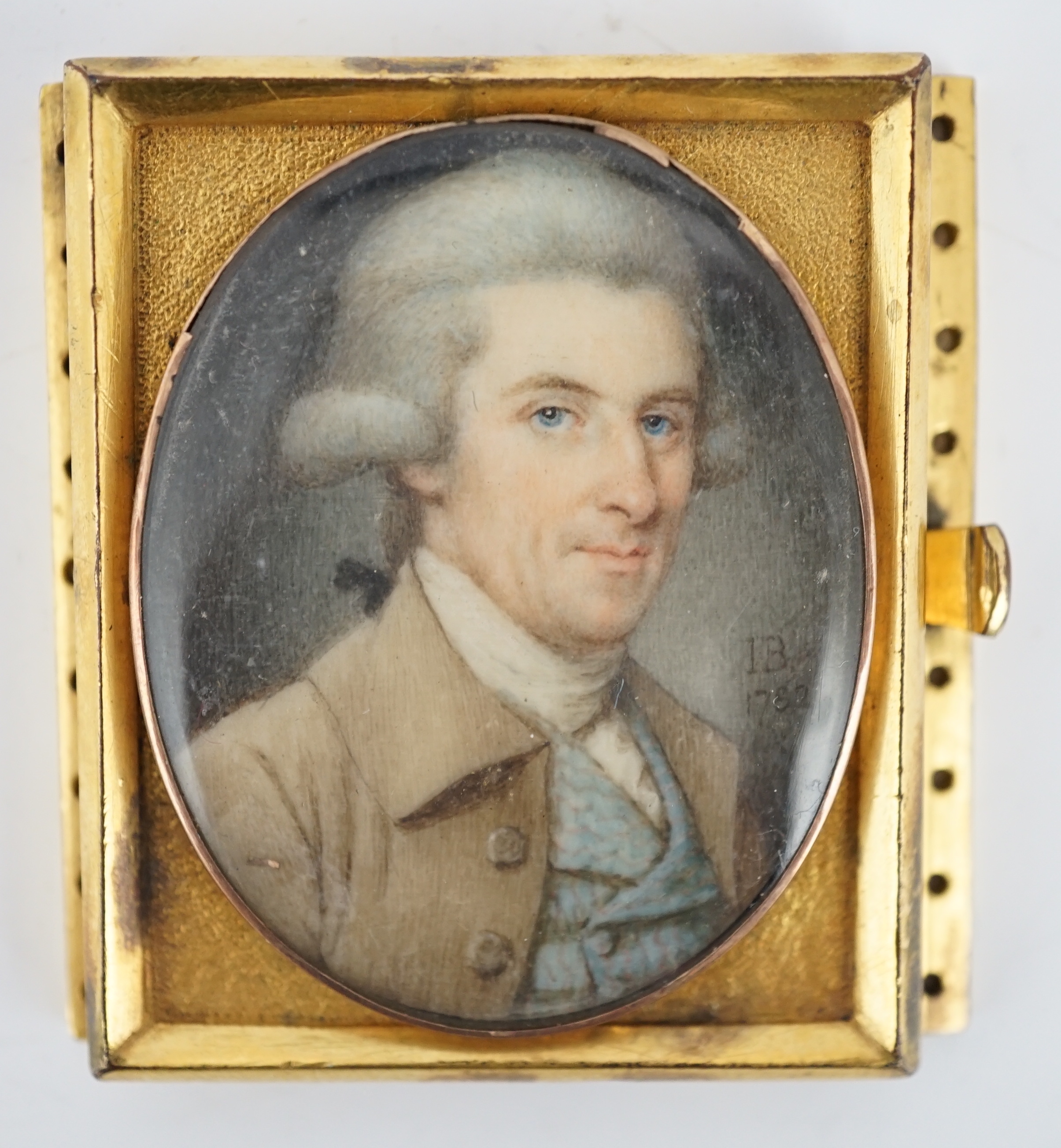 John Bogle (British, 1746-1803), Portrait miniature of a gentleman, oil on ivory, 3.7 x 2.9cm. CITES Submission reference FDTMJSBX